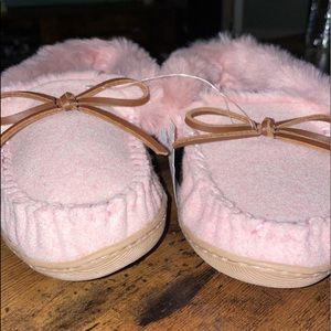 J crew slippers moccasins pink and tan